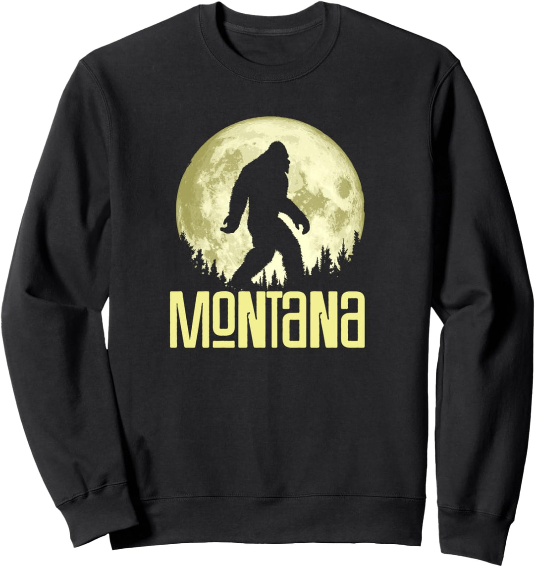 Montana Bigfoot Funny Full Moon Night Graphic Sweatshirt