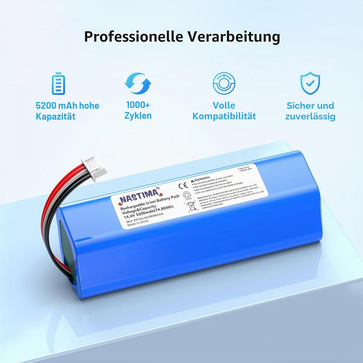 NASTIMA 14,4V 5200mAh Li-ion Ersatzakku für Ecovacs Deebot Ozmo 950, Deebot T8 T8+, Deebot T9 T9+, D