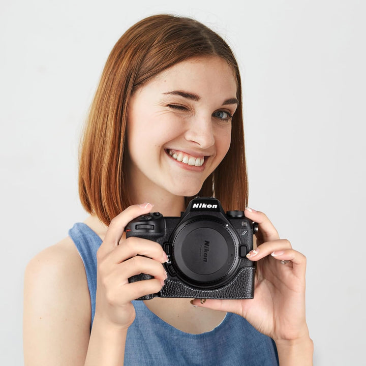 MUZIRI KINOKOO Echtes Leder Schutz Kameratasche für Nikon Z6 III Kamera, Retro-Stil halbe Schutzhüll