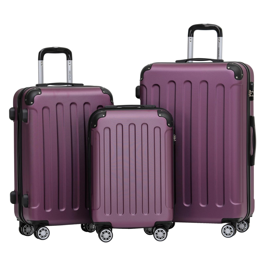 BEIBYE Zwillingsrollen Hardcase Reisekoffer Koffer Trolleys Hartschale in XL-L-M in 14 Farben (Viole