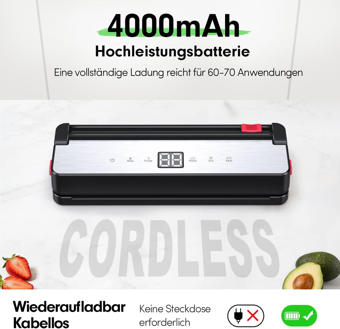 Ombrex Vakuumiergerät für Lebensmittel– Automatisches Folienschweissgerät mit 4 Modi (Dry/Moist/Puls