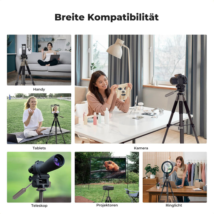 K&F CONCEPT Kamerastativ S255A3+BV01,Leichtes Stativ mit Tasche,190cm Handystativ,Tripod für Canon N
