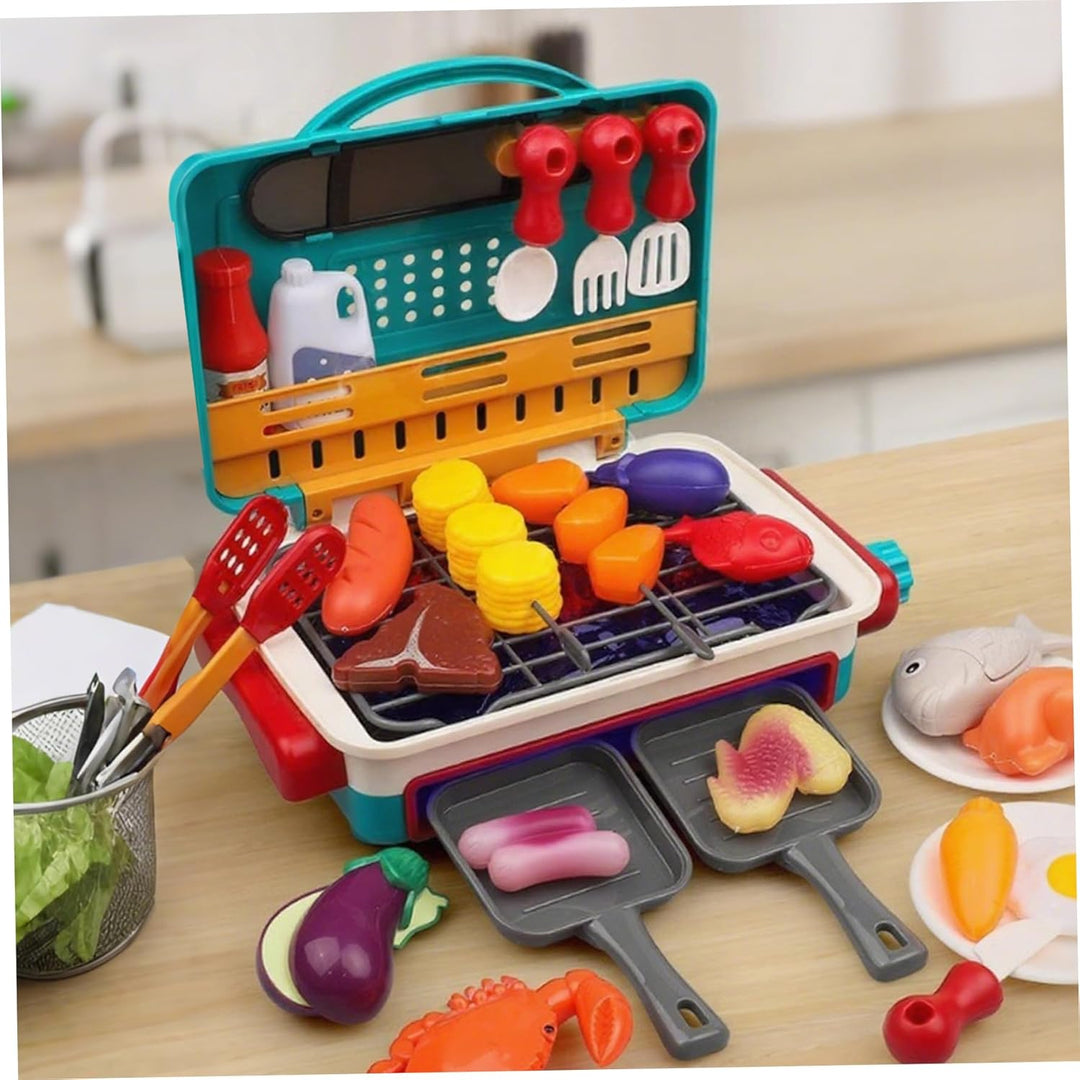 35 Teile/Satz Kinder BBQ Grill Spielset Simulierte farbwechselnde Lebensmittel Küche Spielzeug Set,