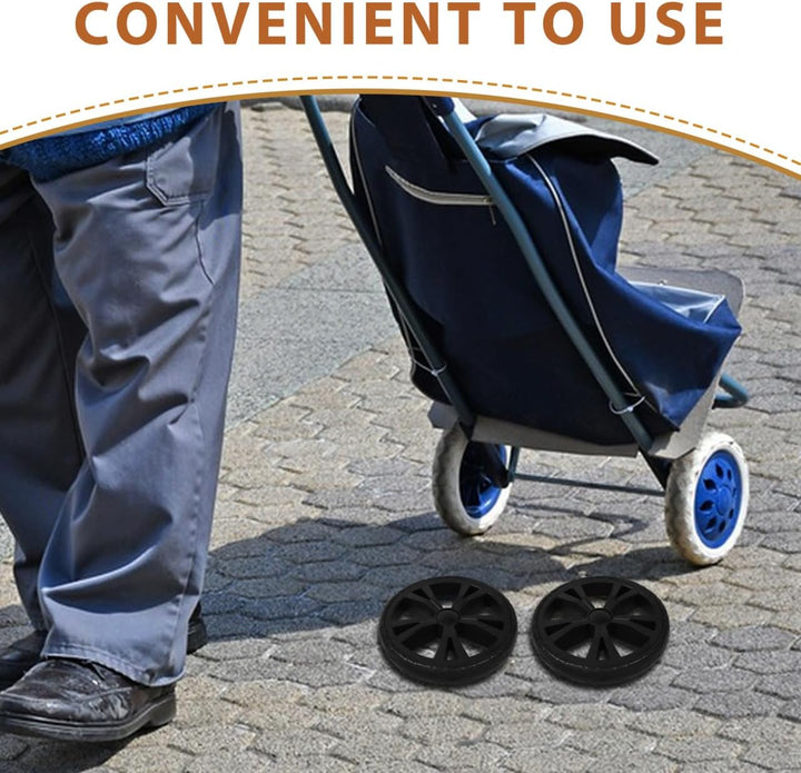 2St ErsatzräDer FüR Einkaufswagen, Treppensteiger-RäDer Aus Plastik, Schwarz, 20cm Durchmesser, Leis