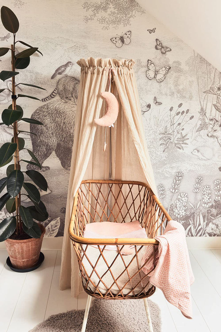 Jollein Betthimmel Vintage Nougat - Höhe 155 cm - Baldachin Kinderzimmer Babybett - Beige Weiss, Ros