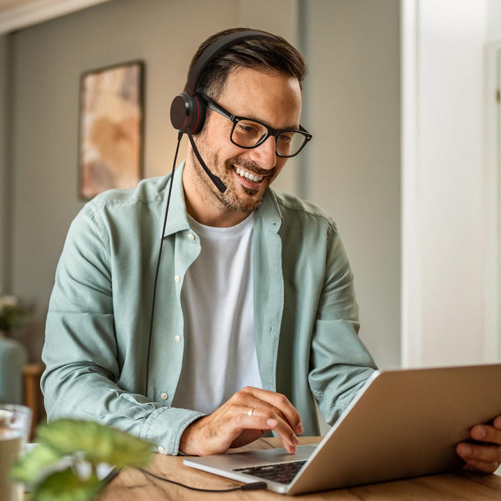 Jabra Evolve 20 Stereo Headset – Microsoft Certified Headphones for VoIP Softphone with Passive Nois