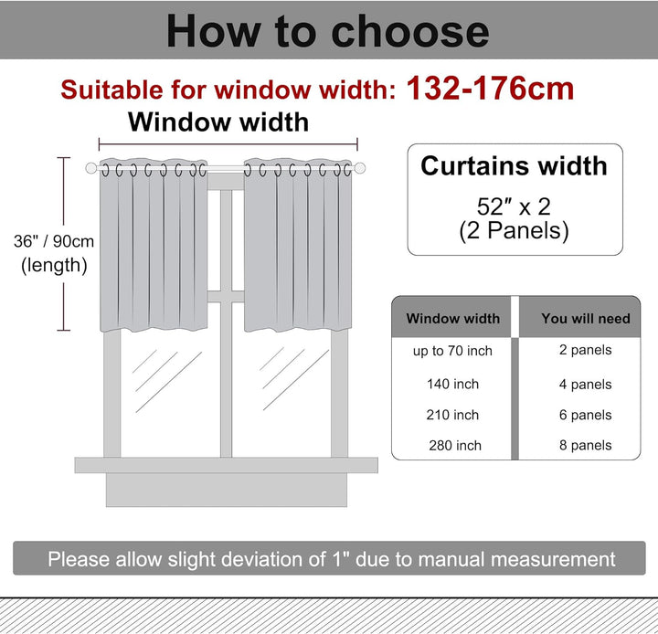 PiccoCasa 2er Set Gardine für Küche Polyester Scheibengardine Kurzgardine Blickdicht Kleine Gardine