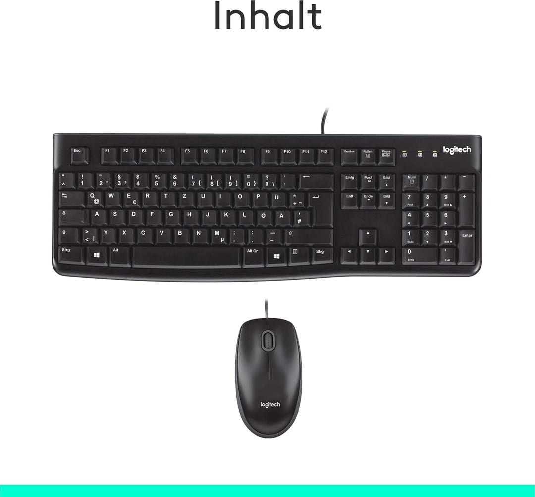Logitech MK120 Kabelgebundenes Set mit Tastatur und Maus für Windows, Kabelgebundene optische Maus,