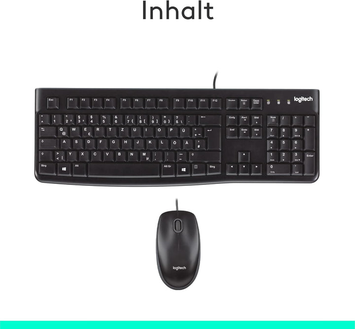 Logitech MK120 Kabelgebundenes Set mit Tastatur und Maus für Windows, Kabelgebundene optische Maus,
