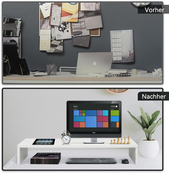 TV-Aufsatz mit Erhöhung,PC Regal Aufsatz Bildschirmerhöhung Hochglanz, Ideal für TV-Erhöhung und Sch