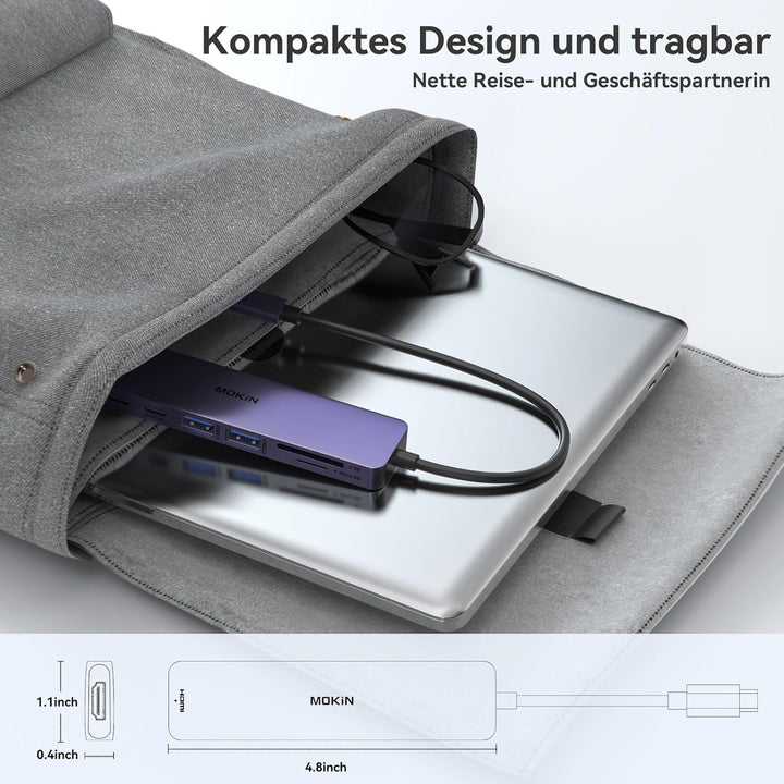 MOKiN USB C Hub, Multiport Adapter für MacBook Pro/Air, 7 in 1 MacBook Adapter USB C to HDMI Hub, 2