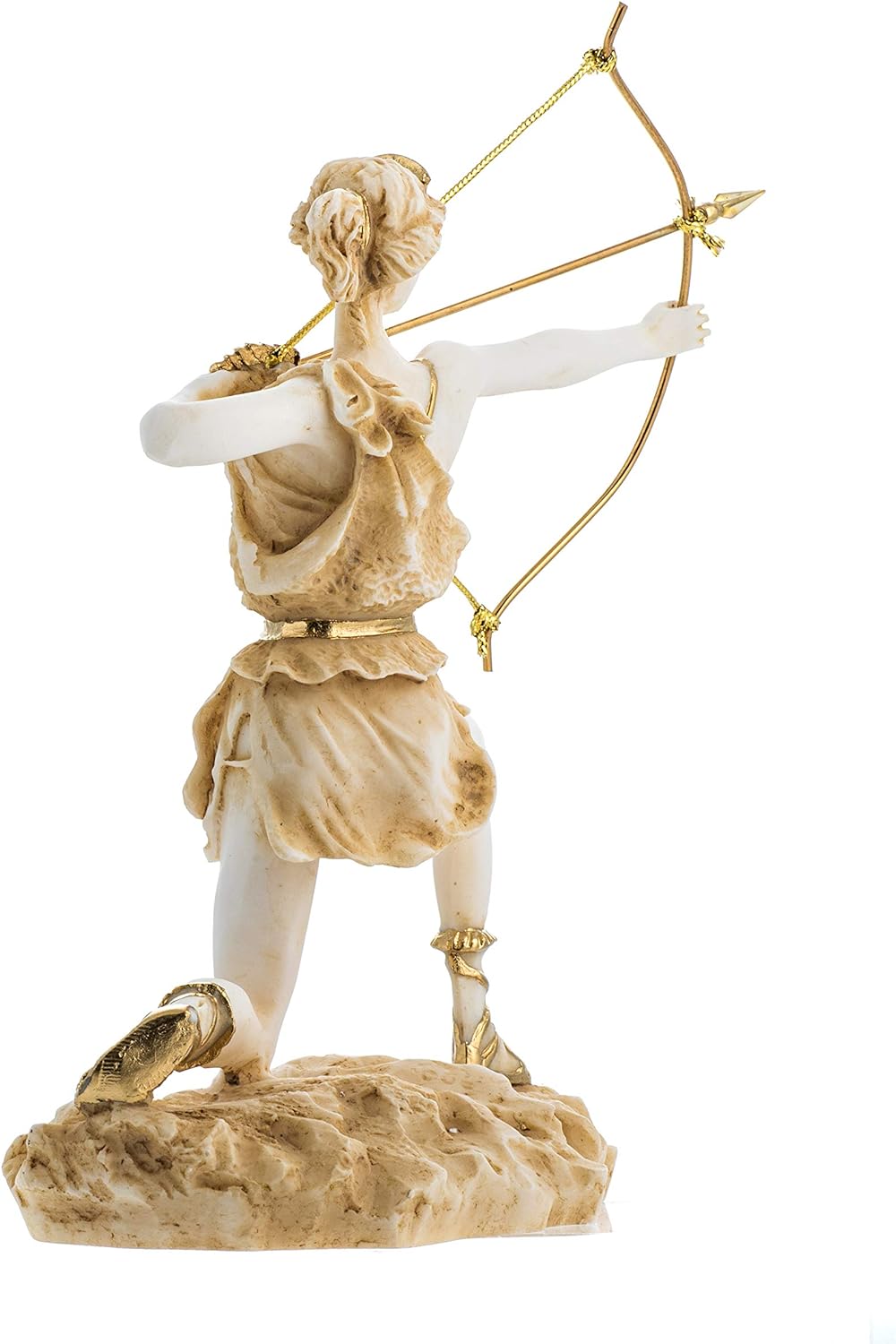 Göttin Artemis Diana Griechische Statue Natur Mond Goldton Alabaster 23,5 cm