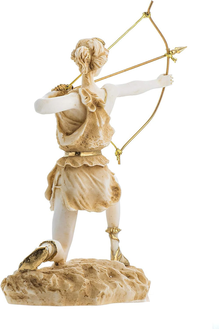 Göttin Artemis Diana Griechische Statue Natur Mond Goldton Alabaster 23,5 cm