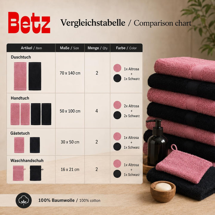 Betz 10-TLG. Handtuch-Set Premium 100% Baumwolle 2 Duschtücher 4 Handtücher 2 Gästetücher 2 Waschhan