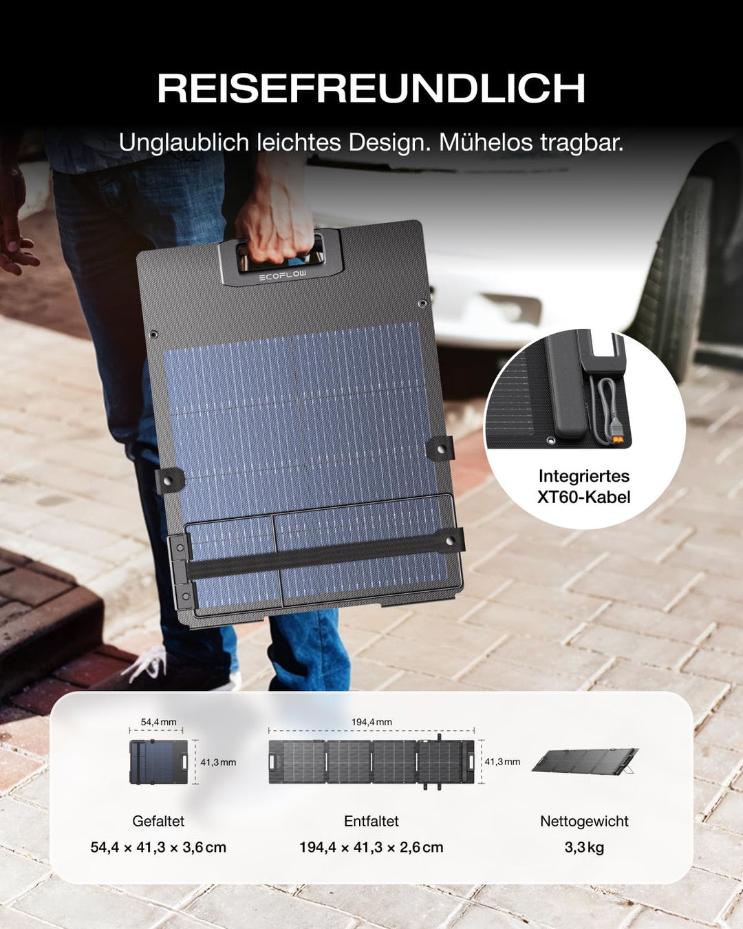 ECOFLOW 110W Solar Panel, Solarpanels Faltbar Solarmodul für Delta & RIVER Serie Tragbare Powerstati