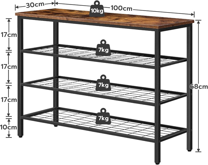 HOOBRO 4 Ebenen Schuhregal, Schuhablage schmal, 100 x 30 x 68 cm, Schuh-Organizer mit sitzfläche, Ei