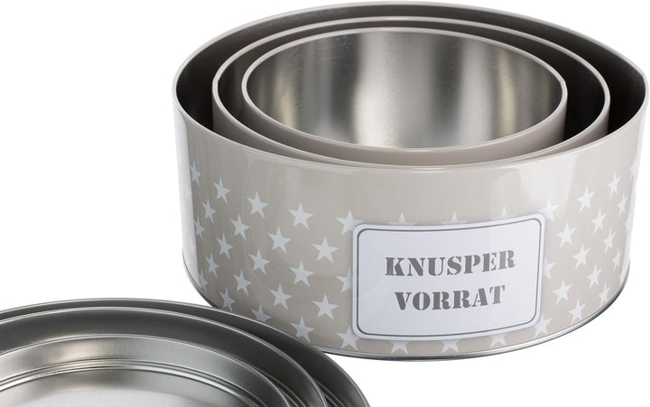 Brandsseller 3er Set Plätzchendosen aus Metall – stapelbare, runde Keksdosen mit Deckel - lebensmitt