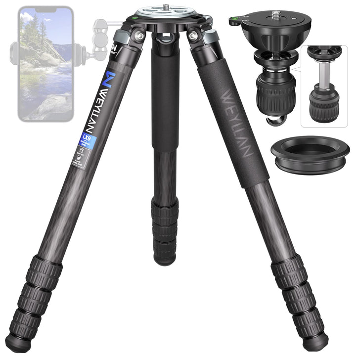 WEYLLAN Carbon Fiber Stativ 160cm, Tripod Carbon Fiber, Reisestativ aus Kohlefaser, Kamera Stativ Mi