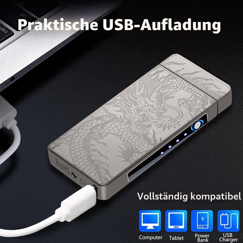 SKRFIRE SturmFeuerzeug Elektrisch Feuerzeug Personalisiert Lighter Lichtbogen Feuerzeuge USB Aufladb