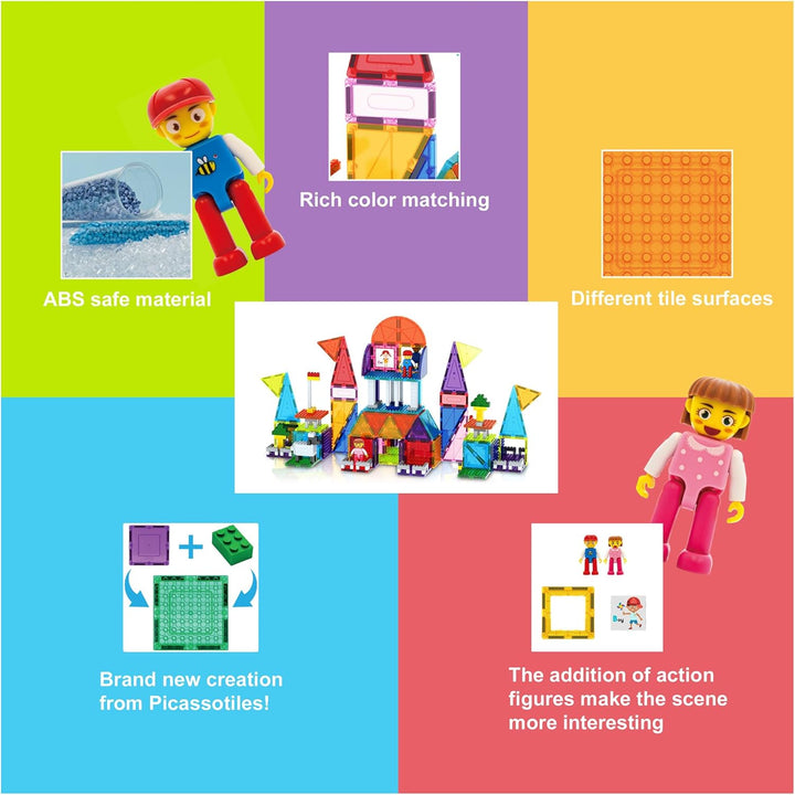 PicassoTiles Set mit 333 magnetischen 3D-Fliesen für Bauarbeiten, kreatives Spielzeug für Kinder ab