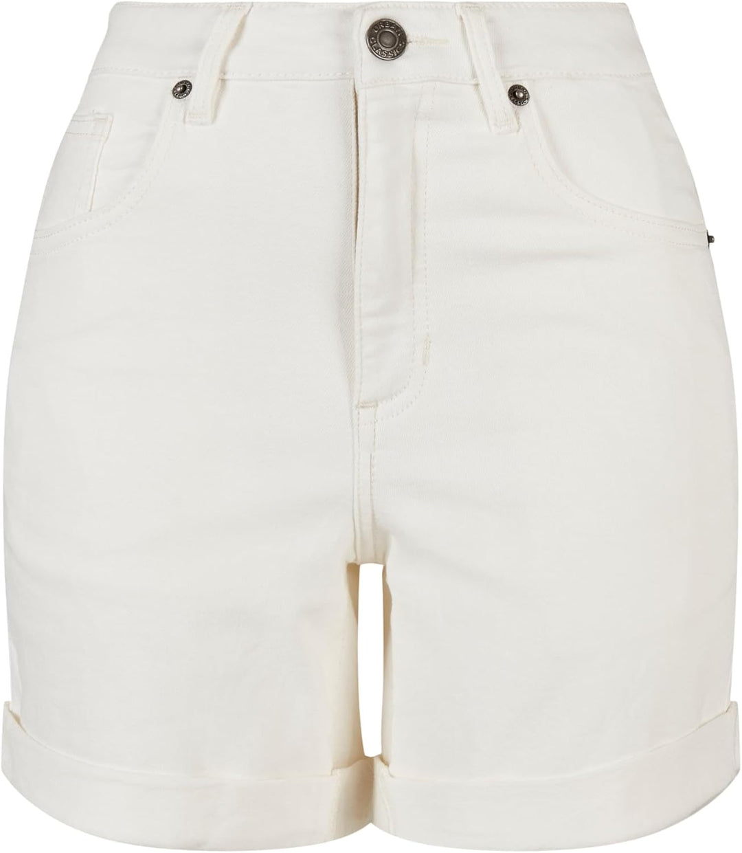 Urban Classics Damen Ladies Organic Stretch Denim 5 Pocket Shorts Jeans-Shorts 27 Offwhite Raw, 27 O