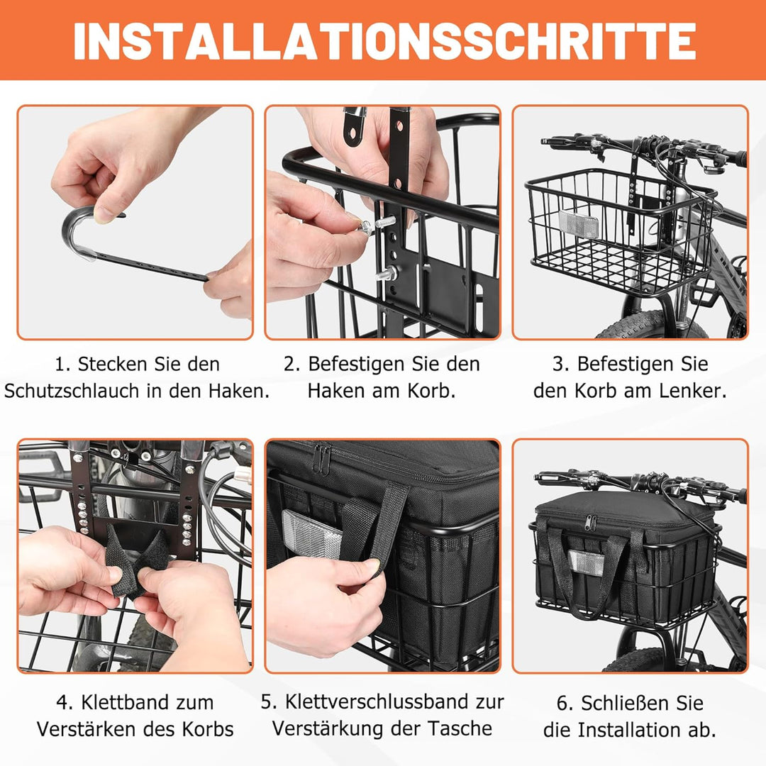 CDYWD Fahrradkorb Vorne für mit Herausnehmbarer Innentasche, Gross Lenkerkorb Fahrrad Herren &amp; Damen