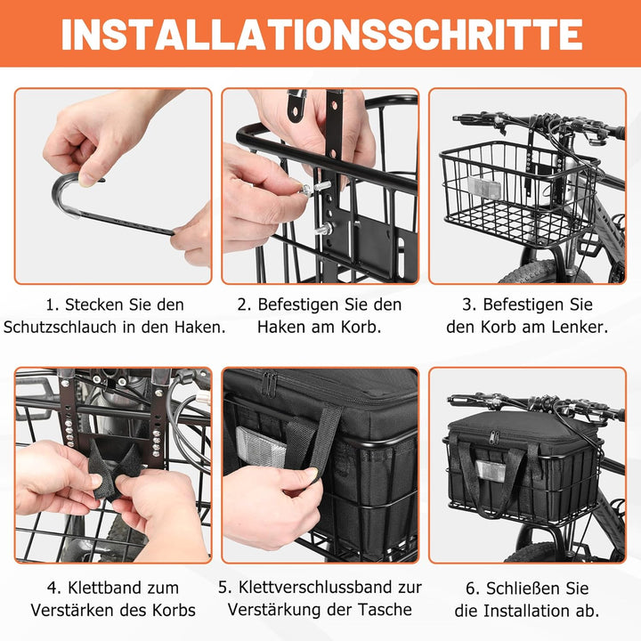 CDYWD Fahrradkorb Vorne für mit Herausnehmbarer Innentasche, Gross Lenkerkorb Fahrrad Herren &amp; Damen