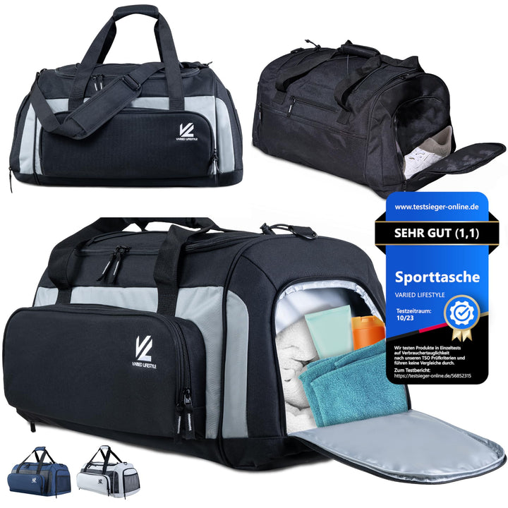 VL® Sporttasche mit Schuhfach, Nassfach & [Isoliertes Kühlfach] Saunatasche & Reisetasche für Damen