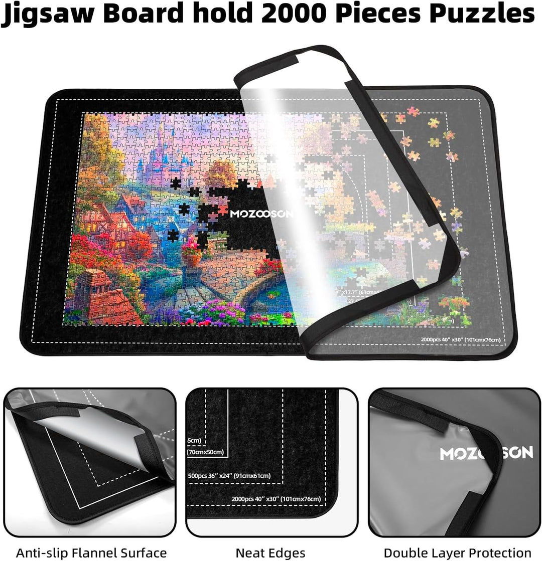 MOZOOSON Faltbares Puzzlebrett, Puzzlematte 2000 Teile mit Abdeckung, Puzzle-Aufbewahrung 41.3x31.5i