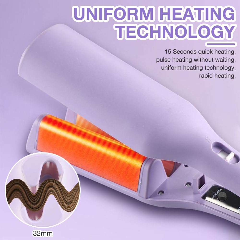 Welleneisen für Haare, 32mm Lockenstab Grosse Locken mit 4 Einstellbarer Temperatur Reisegrösse Beac