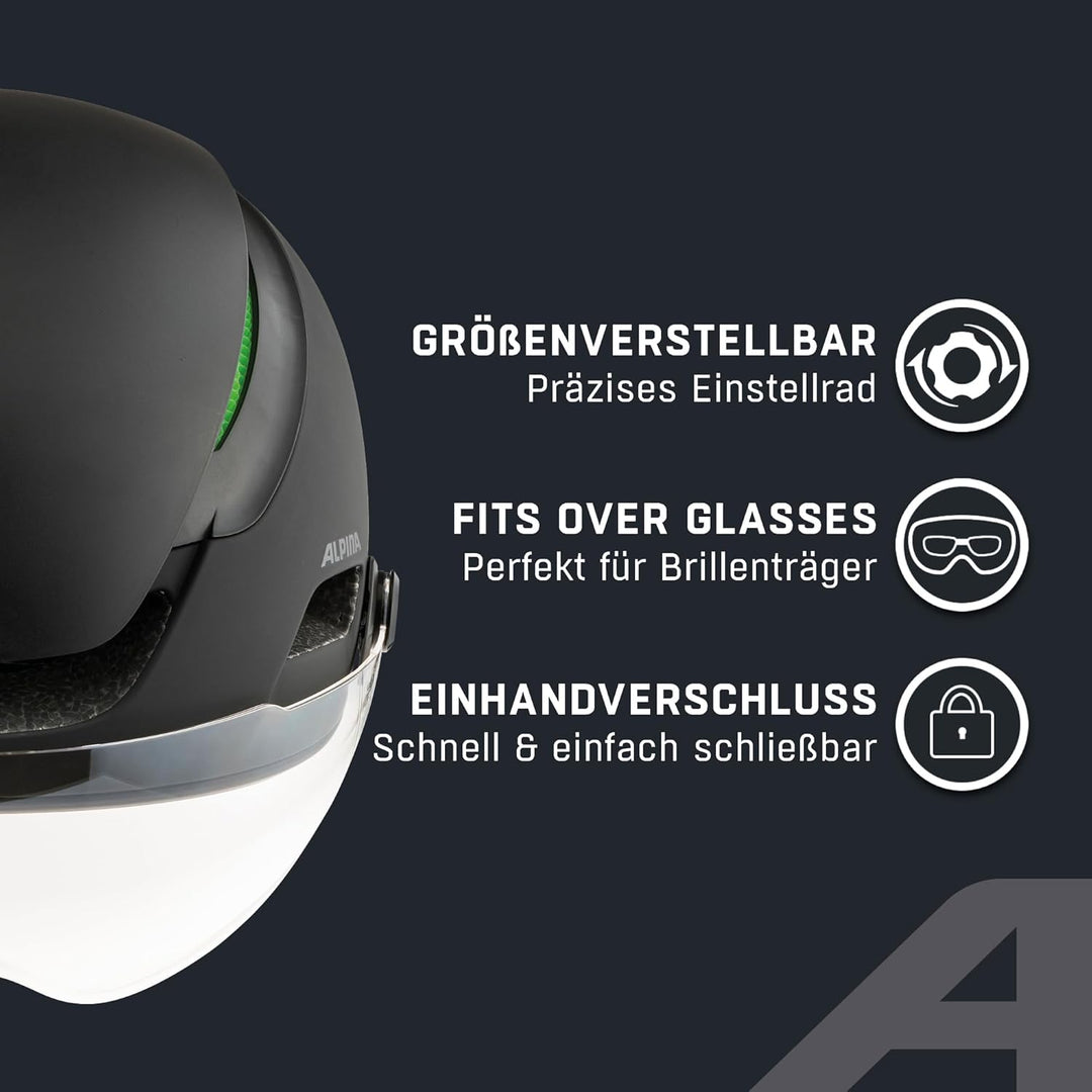 ALPINA ALTONA - Extrem Leichter, Beleuchteter & Belüfteter Fahrradhelm Mit Hochwertigem Visier Für E