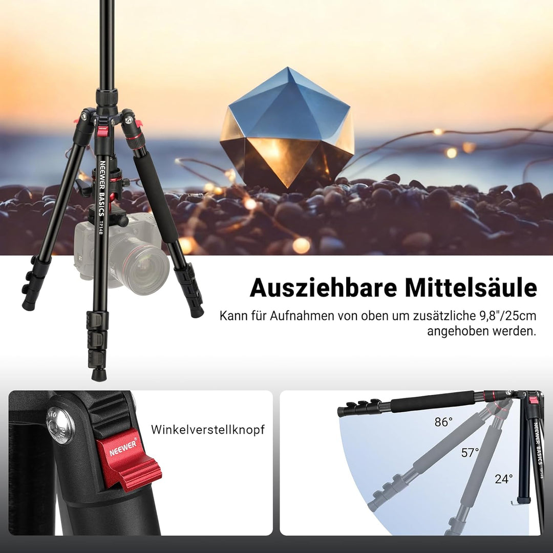NEEWER Basics 72" / 182cm Reisestativ Einbeinstativ kompakter Leichter tragbarer Kamera Stativ Ständ