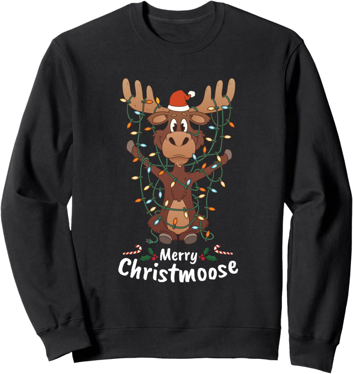 Frohe Weihnacht-Elch-Weihnachtsbaum beleuchtet Geschenk Sweatshirt