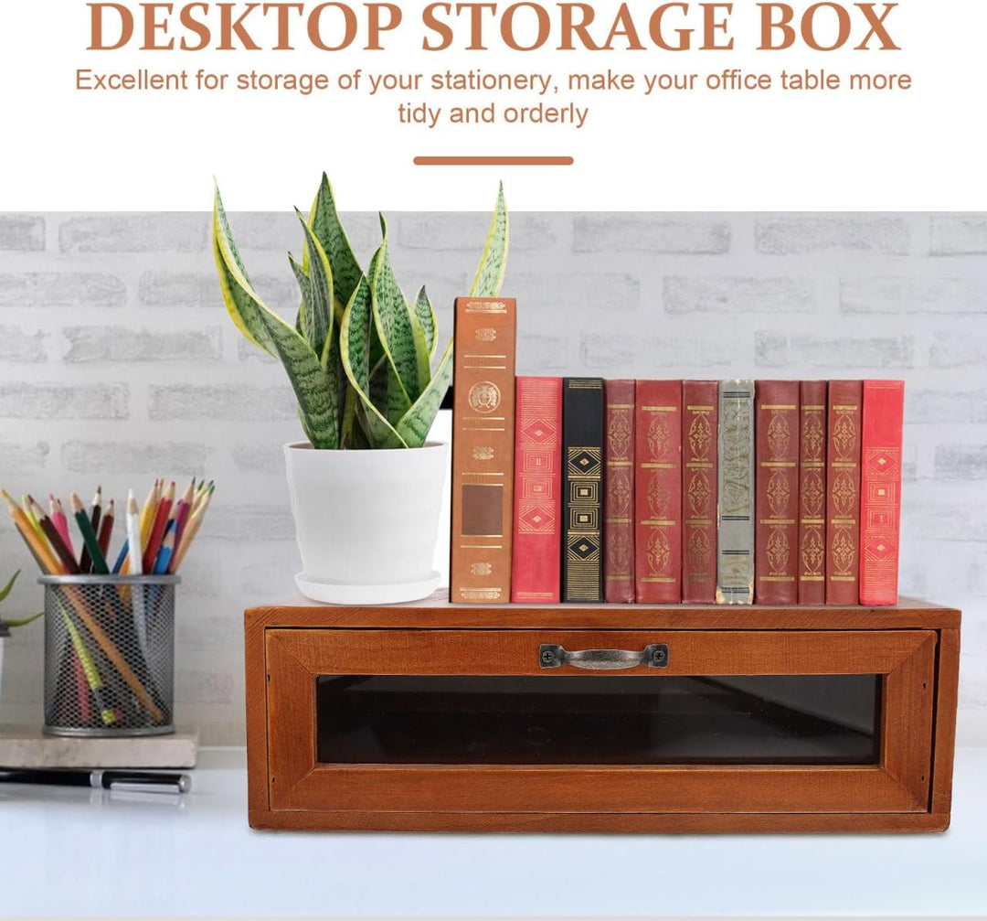 UKCOCO Monitorständer Mit Schublade: Retro Schreibtisch Monitor Erhöhung Holz Desktop Organizer Und