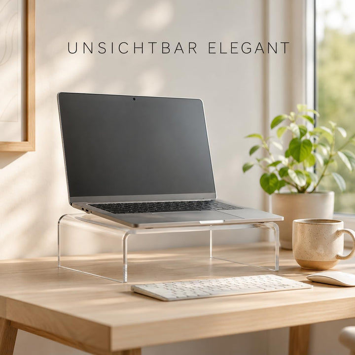 Acrylglas Monitorständer transparent - deutsche Herstellung - Exklusive Monitorerhöhung aus 10mm Acr