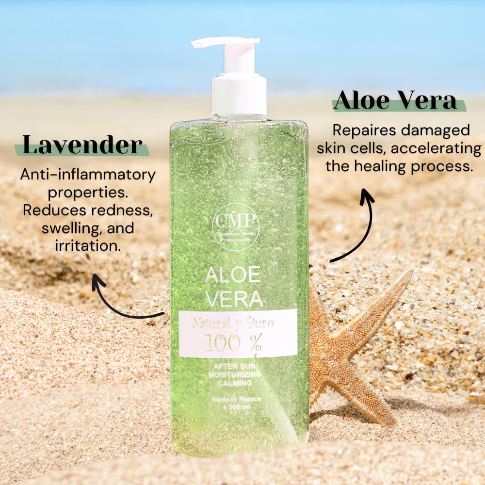 After Sun Gel Aloe Vera und Lavendel 1000ml Erfrischend, Reparierend für Gesicht und Körper, nach de