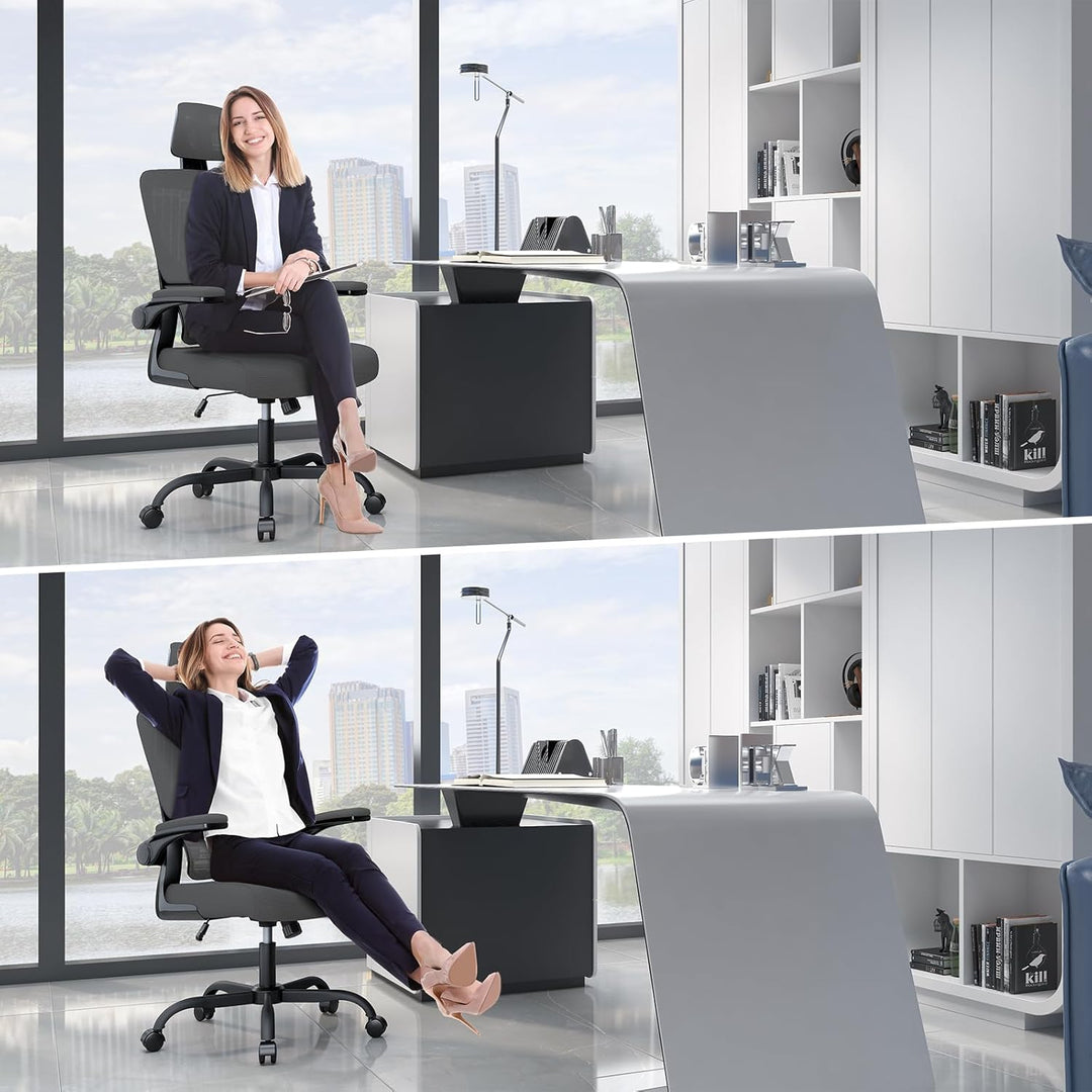 naspaluro Bürostuhl, Ergonomischer Schreibtischstuhl mit Verstellbarer Kopfstütze, Armlehnen, Dynami