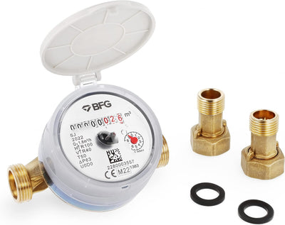 HYDROBIL WRAS-Zertifizierter Wasserzähler mit 1/2" BSP Messing-Rückschlagarmatur, Antimagnetischer K