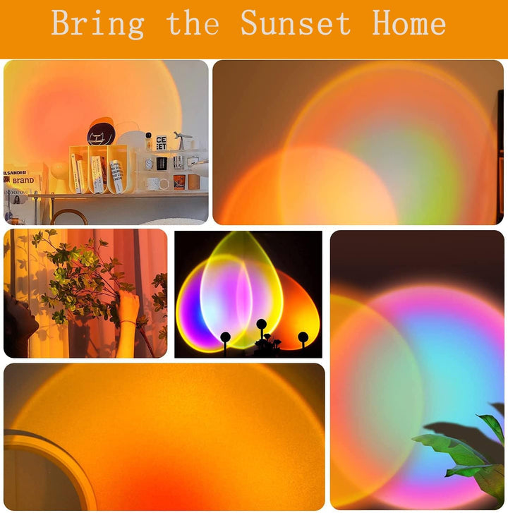 Sunset Lamp,Sonnenuntergang Lampe mit USB,Höhenverstellbar LED Nachtlicht Rainbow Light 24 Farben Zw
