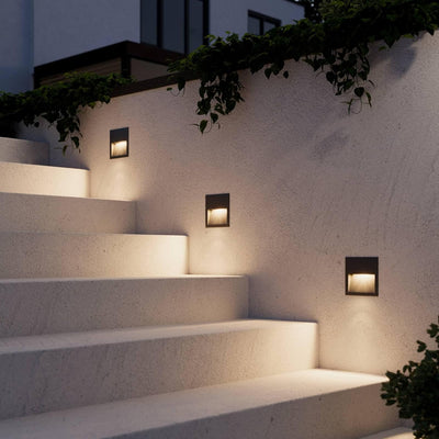 Lucande LED Wandeinbaulampe aussen quadratisch für Wege, Treppen, Hauseingang, Aussenleuchte Treppen