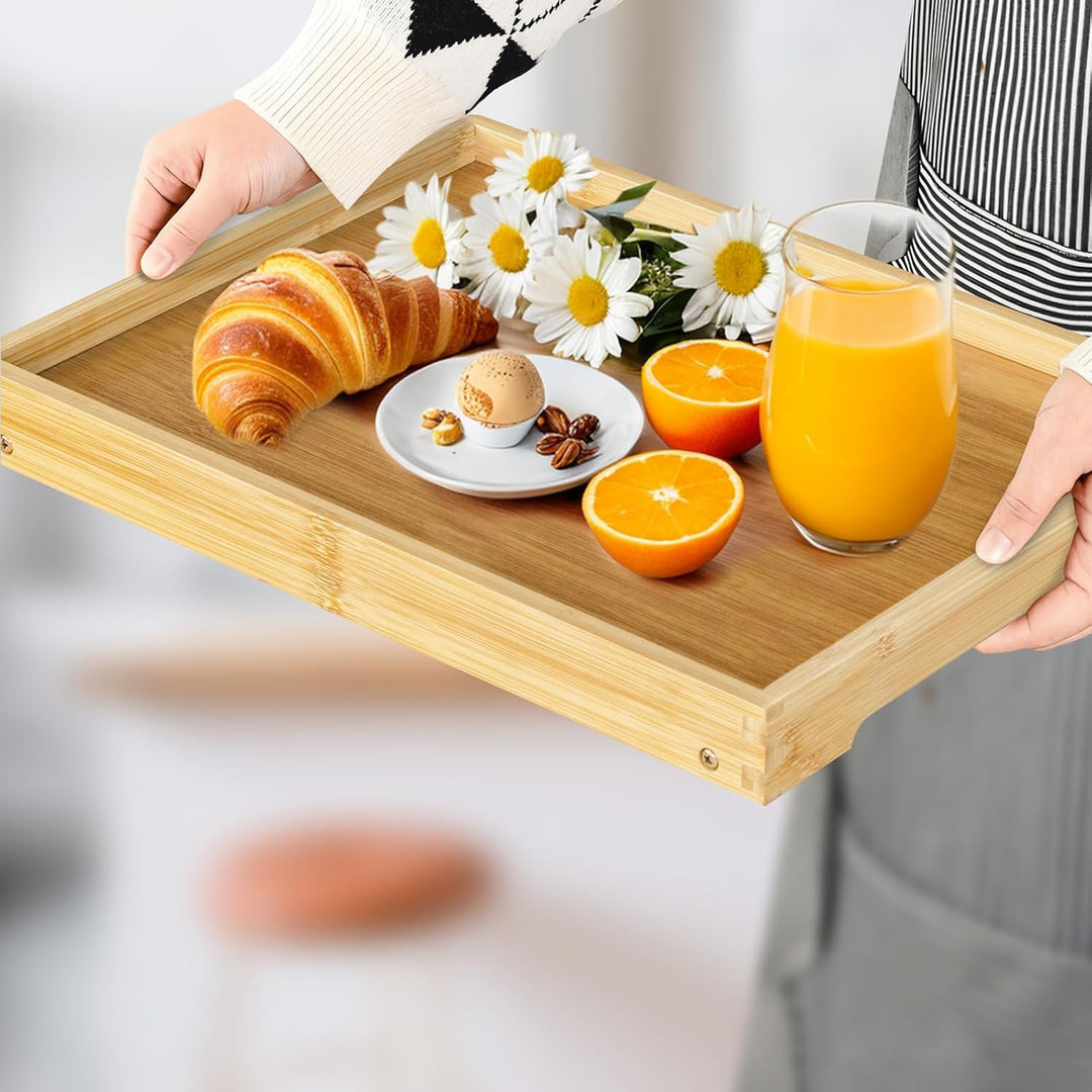 Betttablett Tisch mit klappbaren Beinen, Bambus Frühstück im Bett Essen, Servieren oder Verwendung a