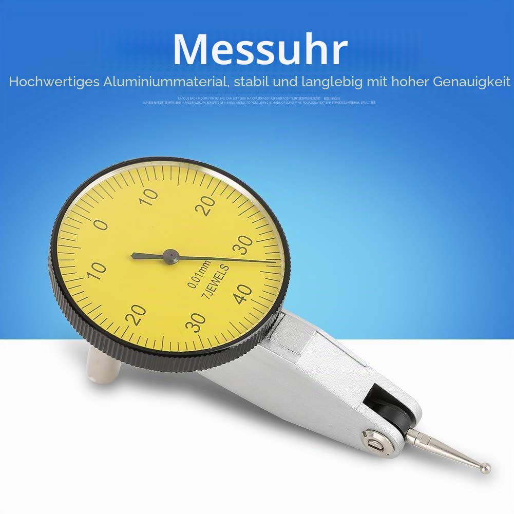 Messuhr, 0,01 mm Präzisionshebel Messuhr für Messungen während der Bearbeitung, des Aufbaus und der
