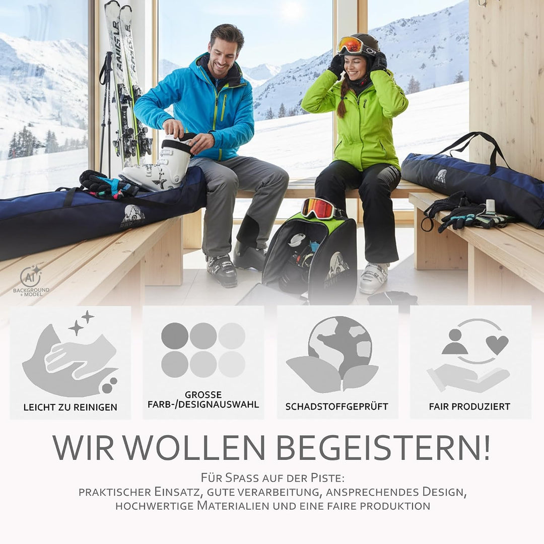 Rawstyle Skitasche Ski-Schuh-Tasche Set SKI-Tasche 160cm oder 180cm wasserdicht Ski Bag Ski Cover Wi