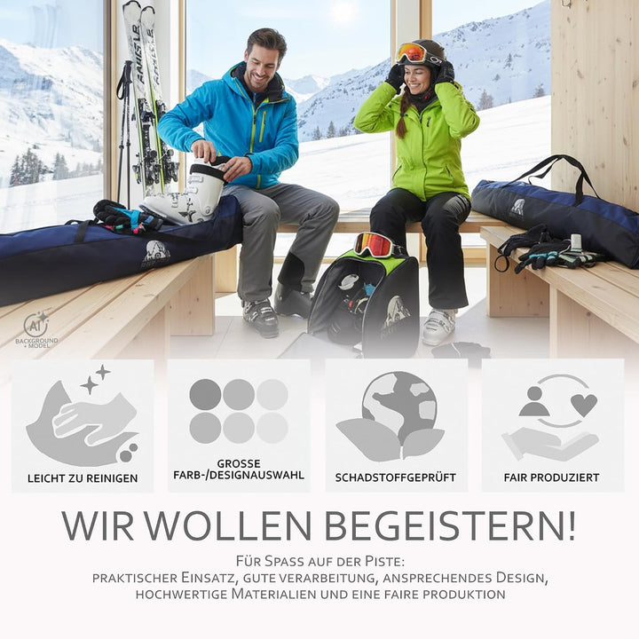 Rawstyle Skitasche Ski-Schuh-Tasche Set SKI-Tasche 160cm oder 180cm wasserdicht Ski Bag Ski Cover Wi