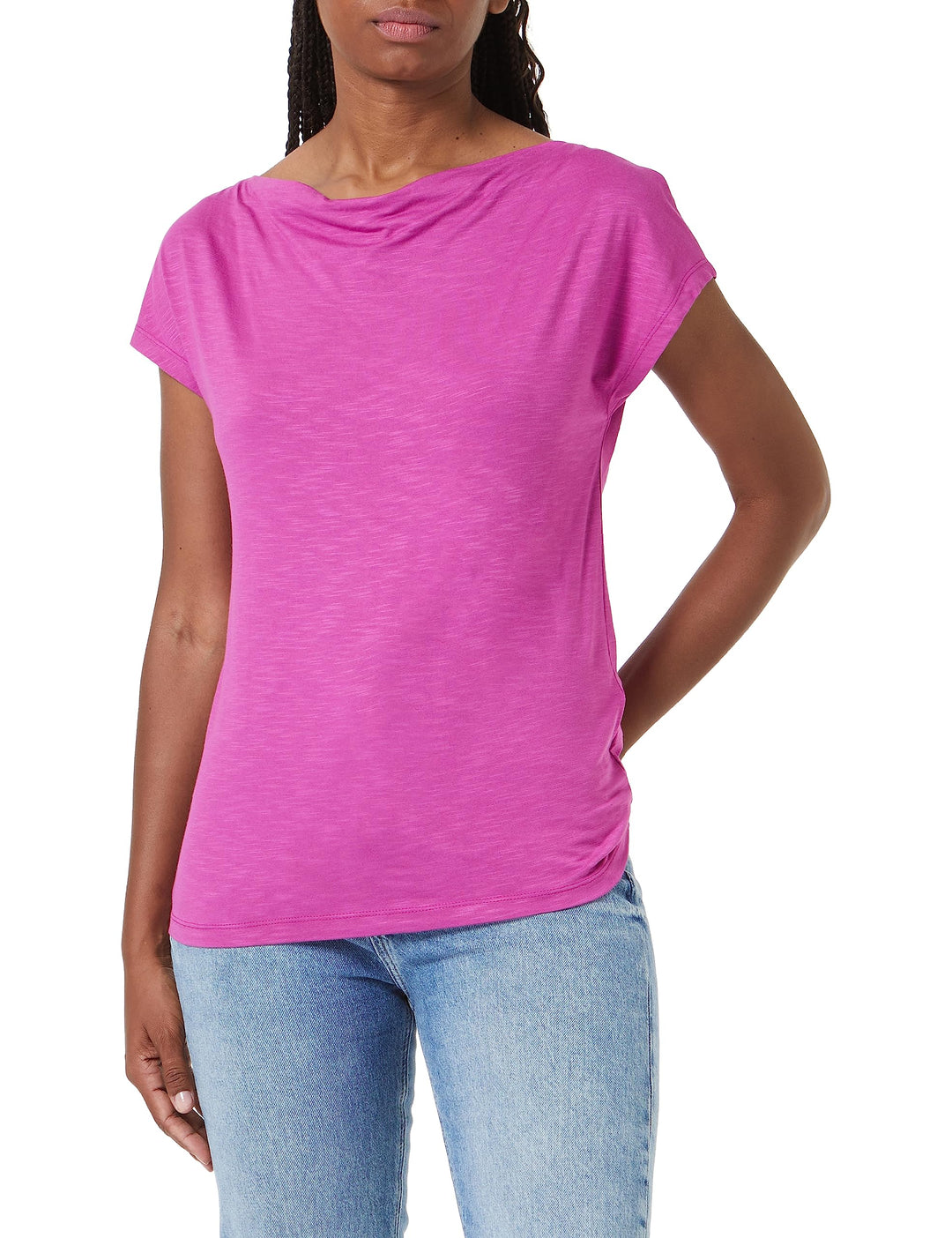 Gerry Weber Damen Kurzarmshirt mit Wasserfallausschnitt Kurzarm, überschnittene Schultern, weiter Ar