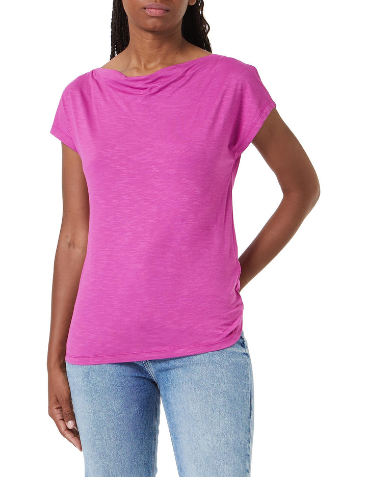 Gerry Weber Damen Kurzarmshirt mit Wasserfallausschnitt Kurzarm, überschnittene Schultern, weiter Ar