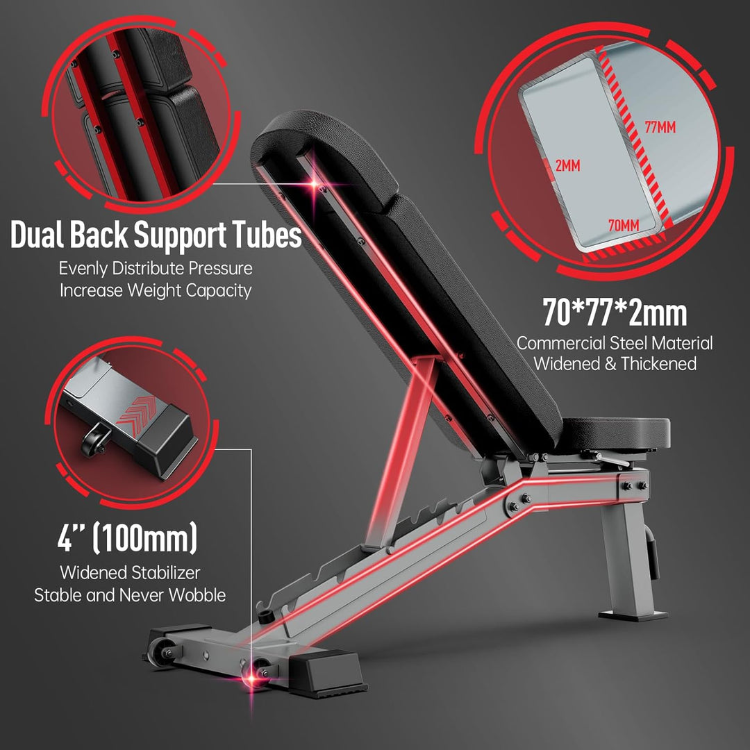 JOROTO Premium Hantelbank | Praktische Fitnessbank, geeignet als Schrägbank & Flachbank Bankdrücken