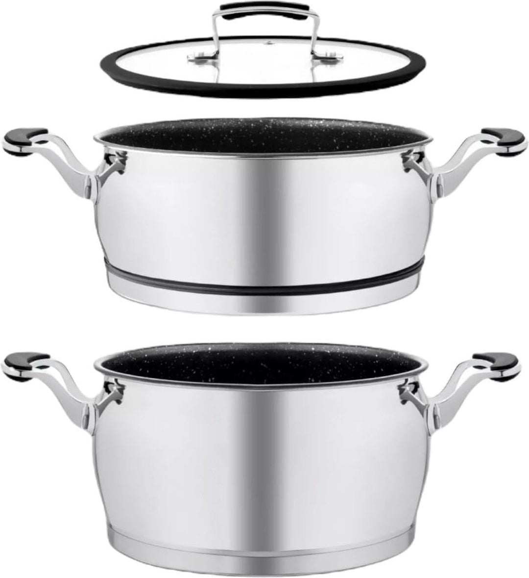 Couscoussier aus Edelstahl, innen aus Stein, 6 l 6 Liter Schwarz / Silber, 6 Liter Schwarz / Silber