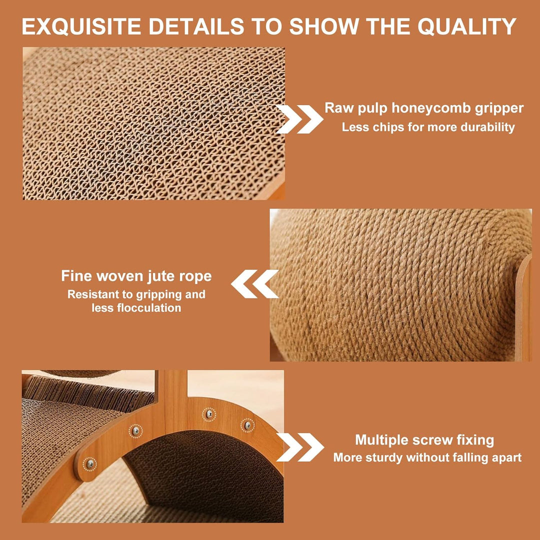 Katzenkratzer Karton, Natürliches Sisal-Kratzbrett mit Ball, Gewölbtes Brückendesign, Kaninchen Krat