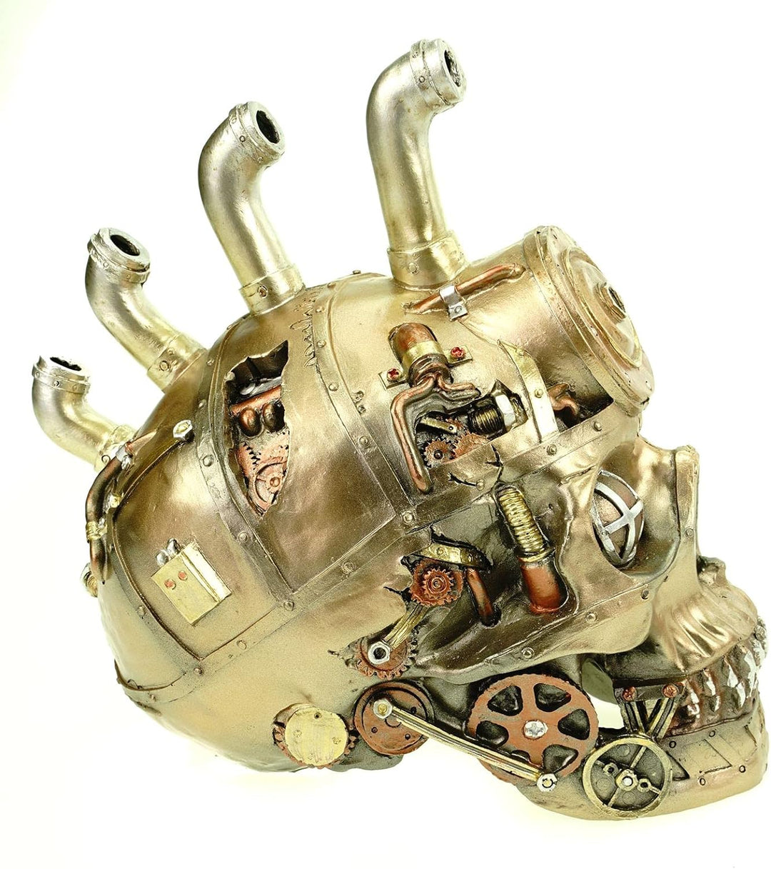 Vogler 839-1396 Totenschädel Steampunkschädel U-Boat mit 3 Periscopen messingfarben 21 cm Totenkopf